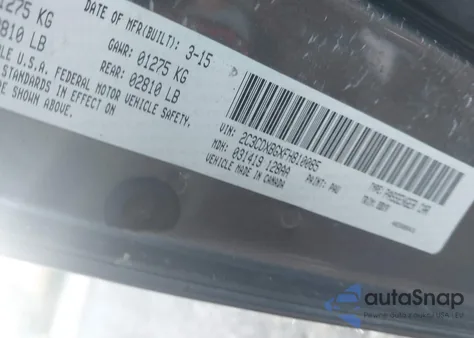 2015 Dodge Charger Se из США, поврежденный, VIN 2C3CDXBGXFH810085